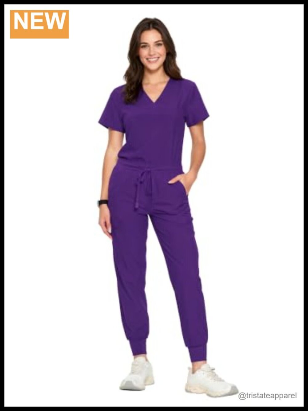 Women's Scrub Set V-Neck Top & Cargo Jogger Pants 10 Pockets Water Repellent